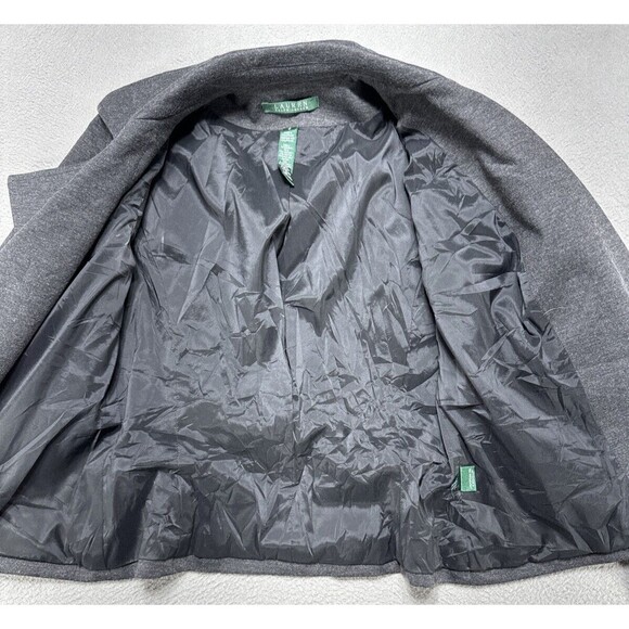 Lauren Ralph Lauren Jacket Womens Small Gray Herringbone Moto Biker Wool Blend - Picture 6 of 14